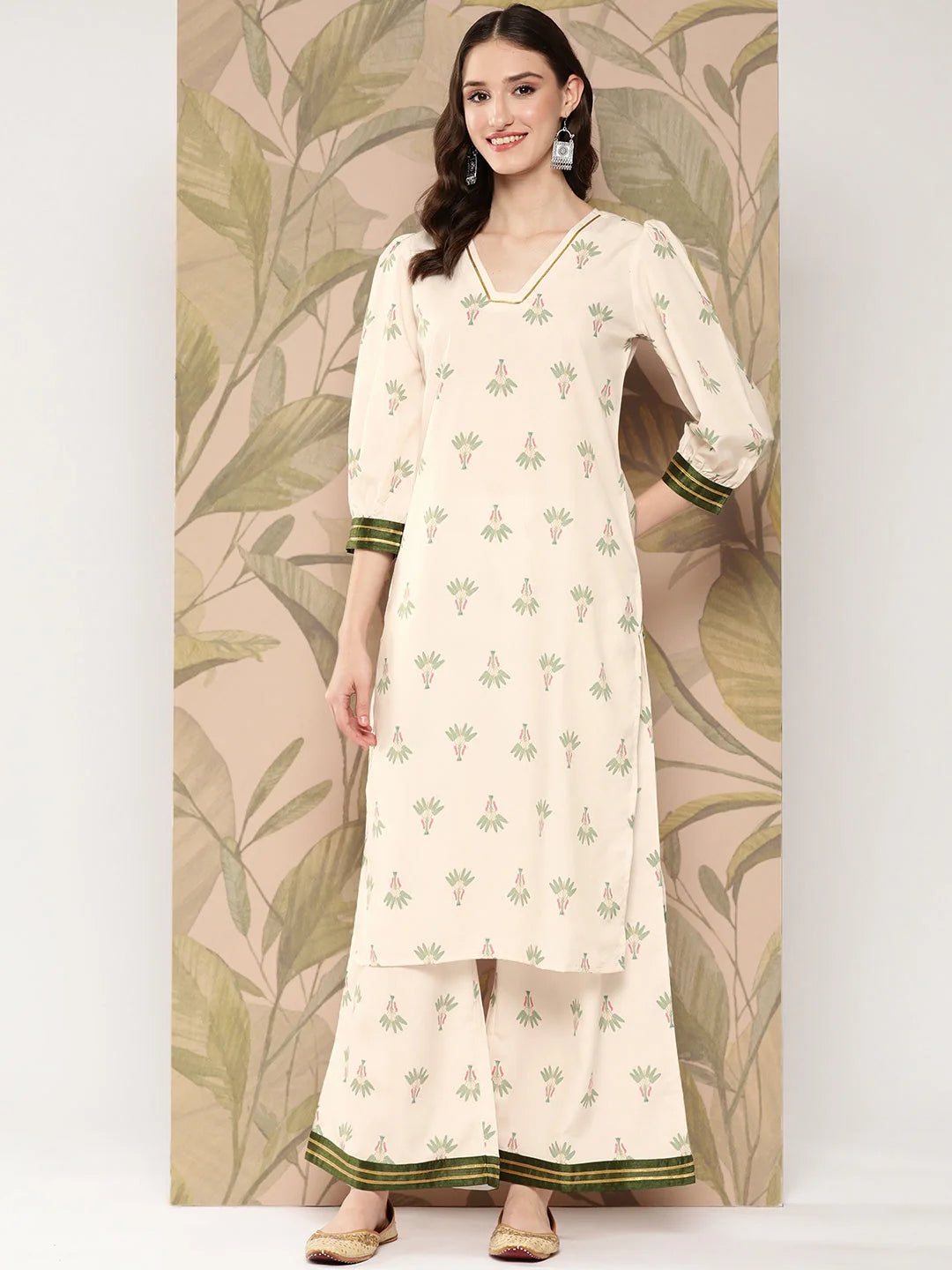 Gotta Patti Kurta and Palazzo Set - Floral Printed Women's