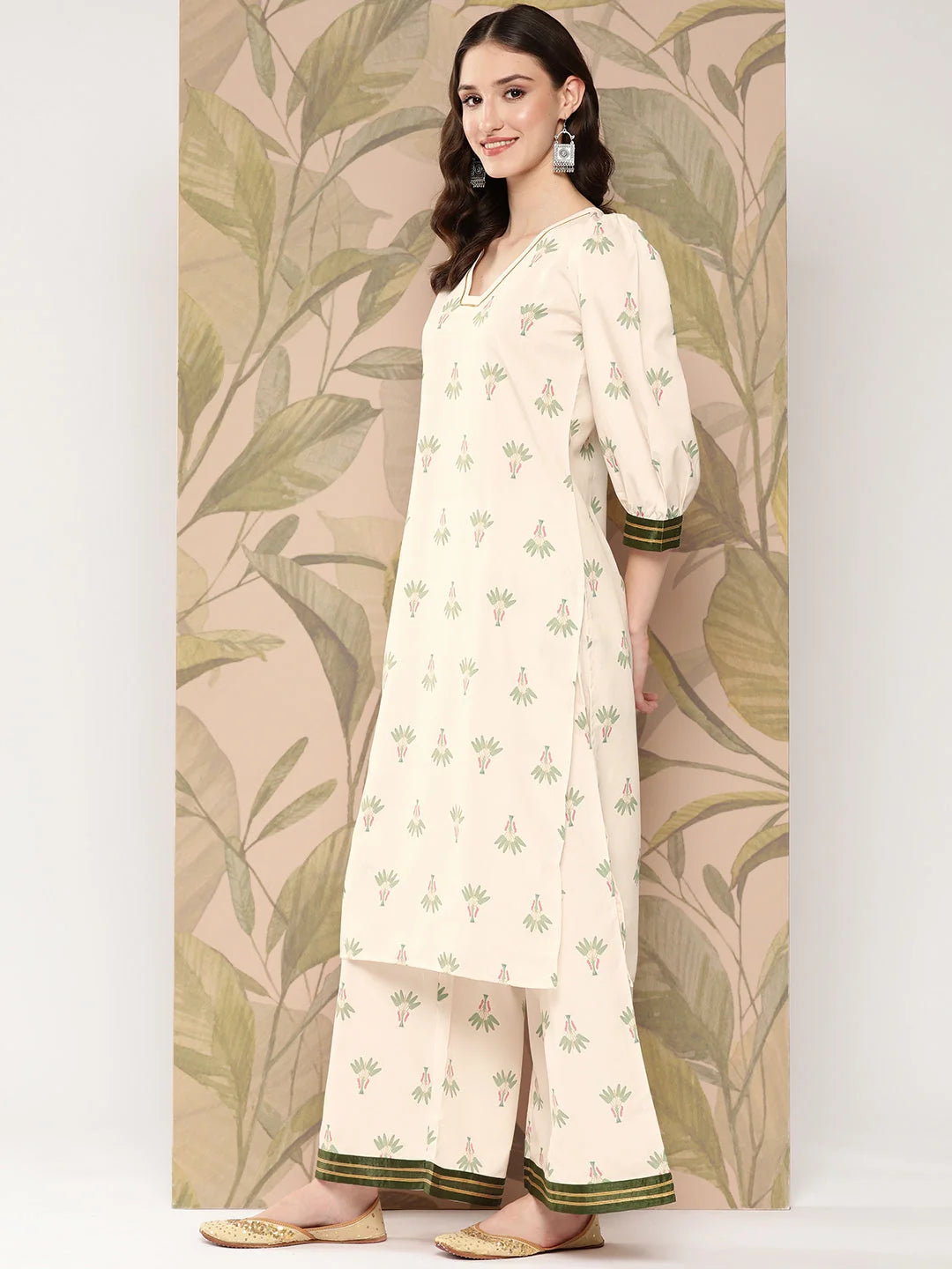 Gotta Patti Kurta and Palazzo Set - Floral Printed Women's