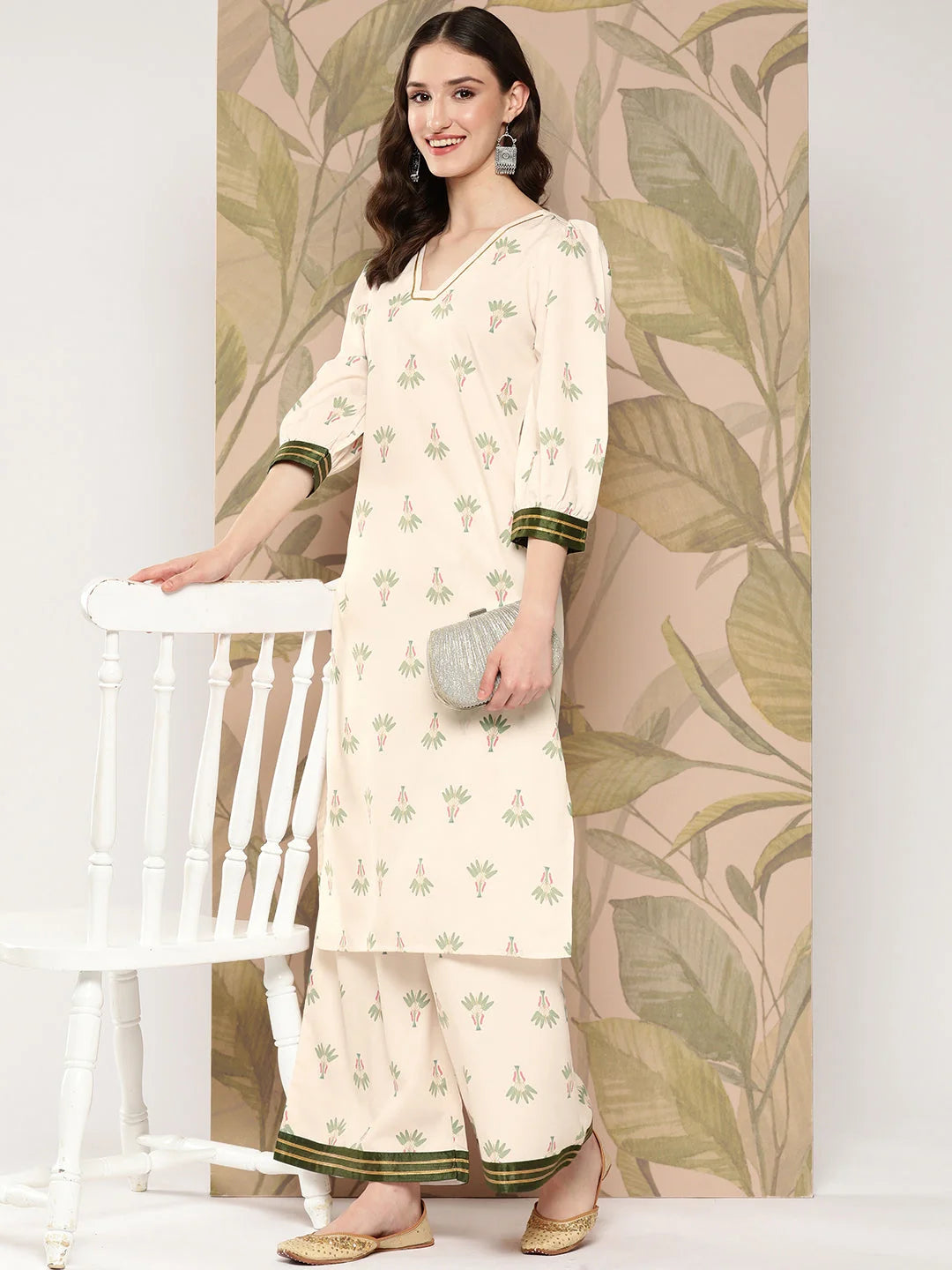 Gotta Patti Kurta and Palazzo Set - Floral Printed Women's