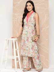 Multicoloured Floral Printed Gotta Patti Kurta with Palazzos-AHKUPZ-COMBO-654-ICH