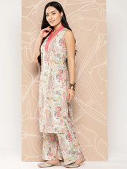 Multicoloured Floral Printed Gotta Patti Kurta with Palazzos-AHKUPZ-COMBO-654-ICH
