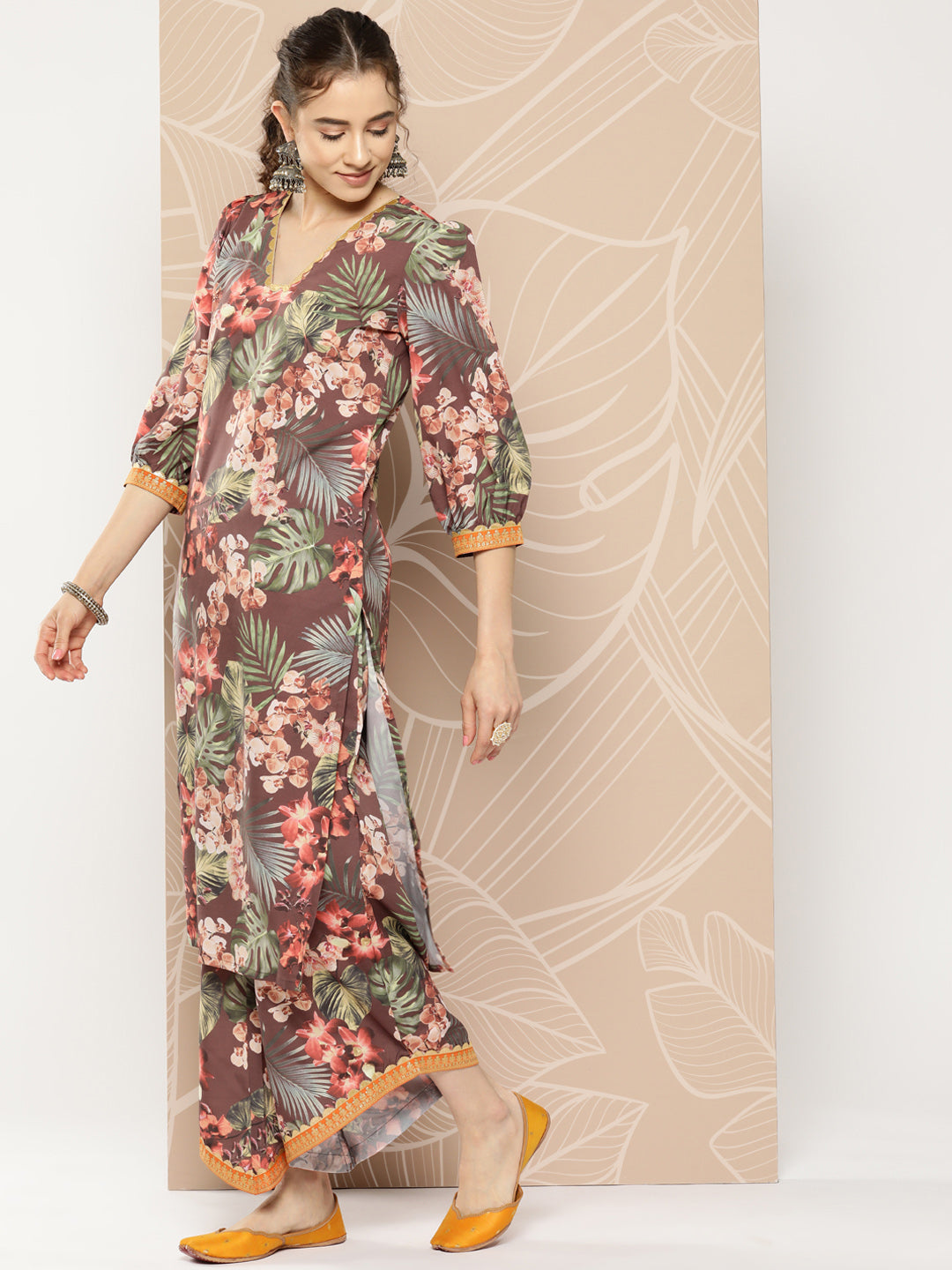 Printed Women's Kurta and Palazzo Set - Indian Fashion