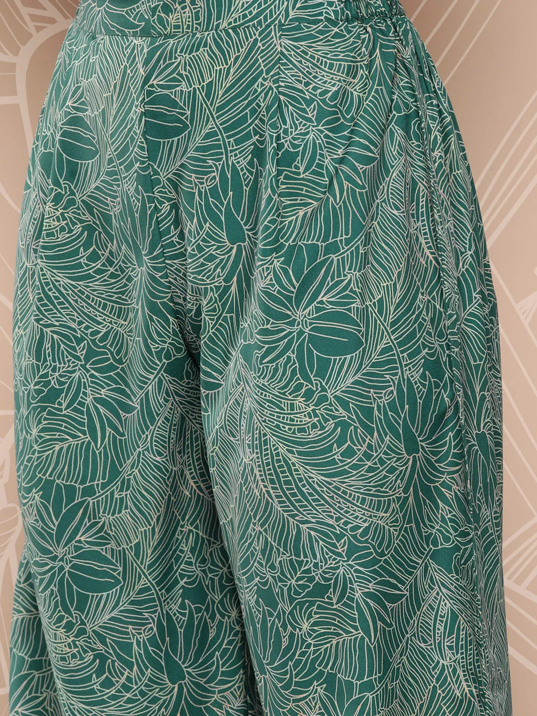 Women's Floral Kurta Palazzo Pants Set with Gotta Patti