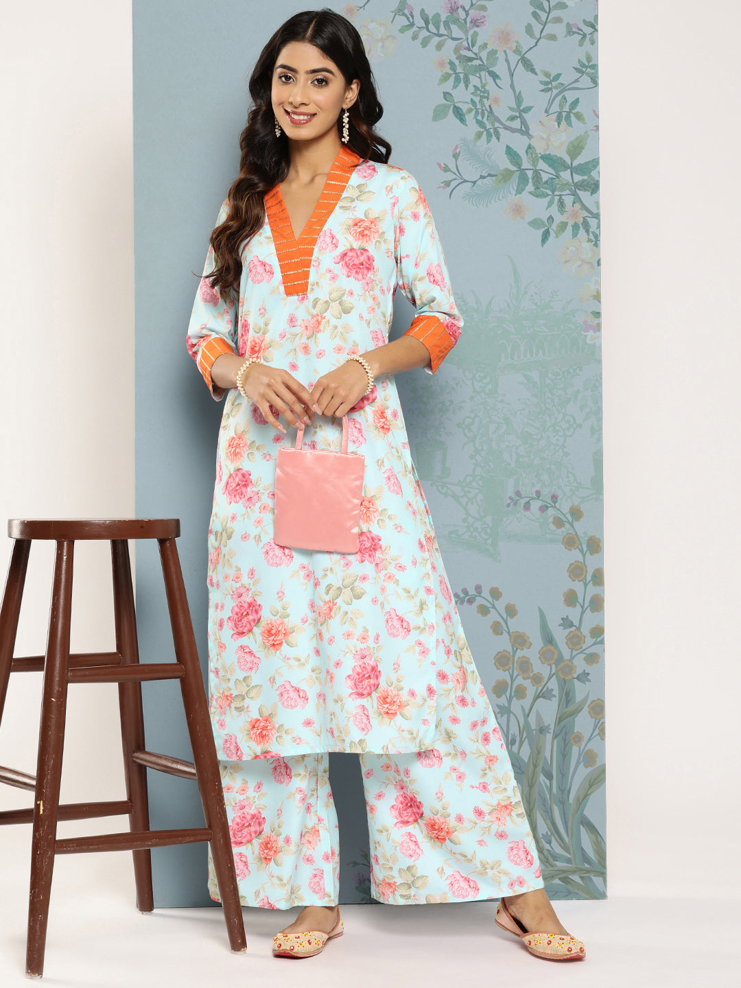 Floral Printed Kurta With Palazzos-AHKUPZ-COMBO-670-ICH