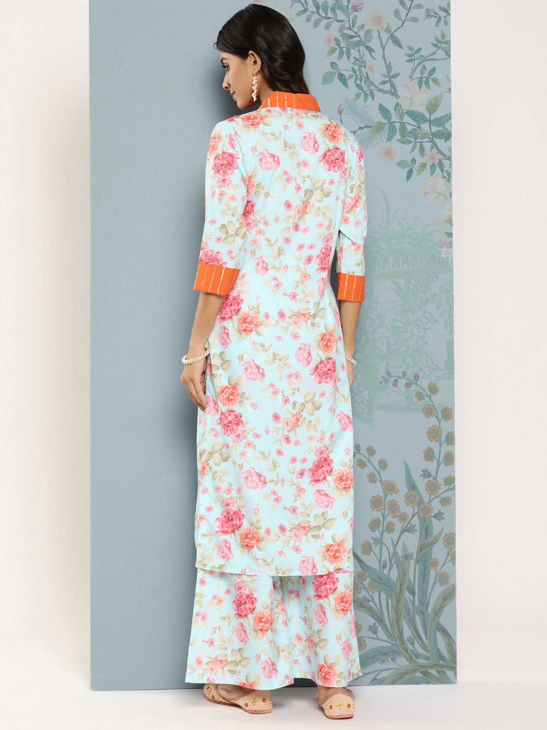 Floral Printed Kurta Palazzo Set | Indian Women's Clothing
