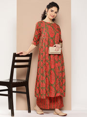 Women Floral Printed Panelled Sequinned Kurta with Palazzos-AHKUPZ-COMBO-686-ICH