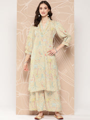 Green Floral Printed Kurta with Palazzos-AHKUPZ-COMBO-694-ICH