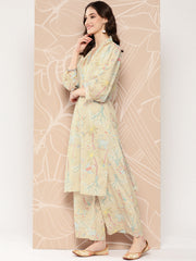 Green Floral Printed Kurta with Palazzos-AHKUPZ-COMBO-694-ICH