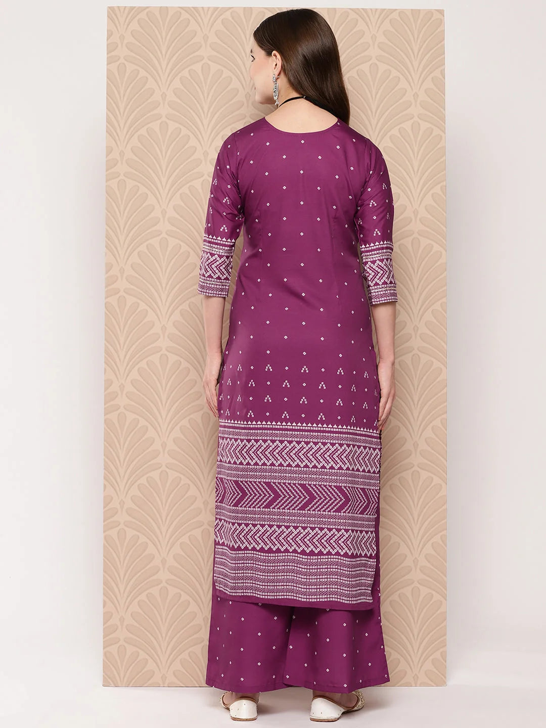 Bandhani Print Kurta Palazzo Set: Women's Palazzo Pants Set