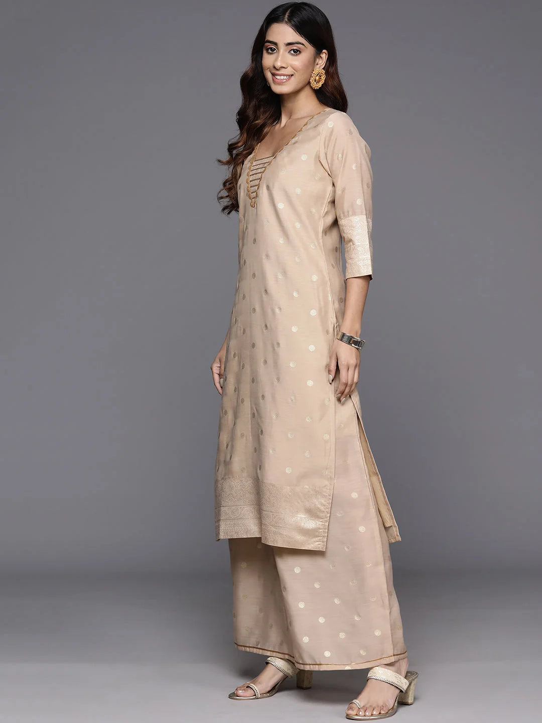 Printed Kurta and Palazzo Set with Gotta Patti Detail