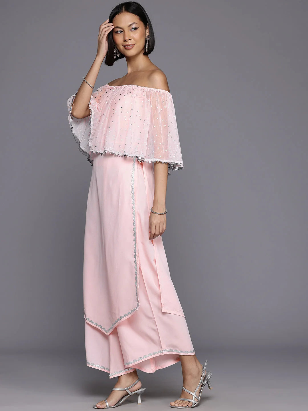 High Slit Fusion Kurta with Palazzos - Kurta and Palazzo Set