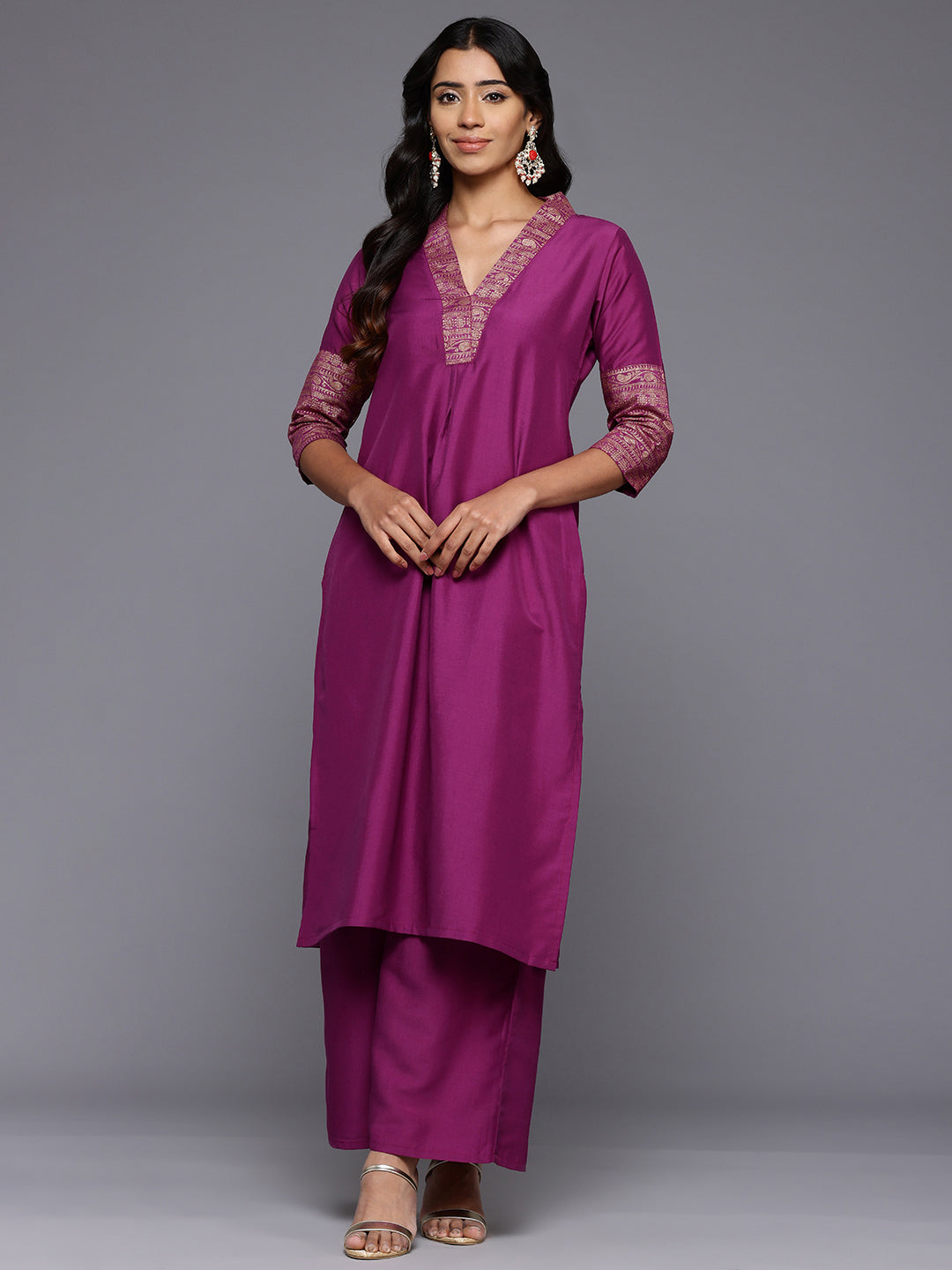 Silk Printed Kurta and Palazzo Set - Ethnic Women's Style