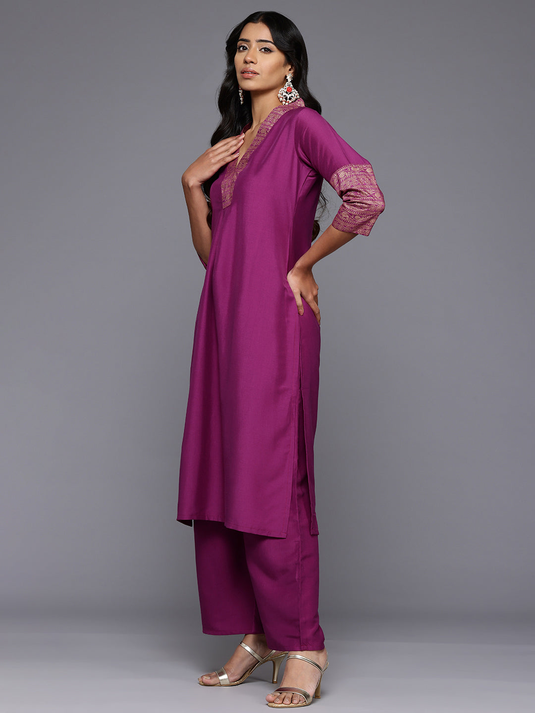 Silk Printed Kurta and Palazzo Set - Ethnic Women's Style