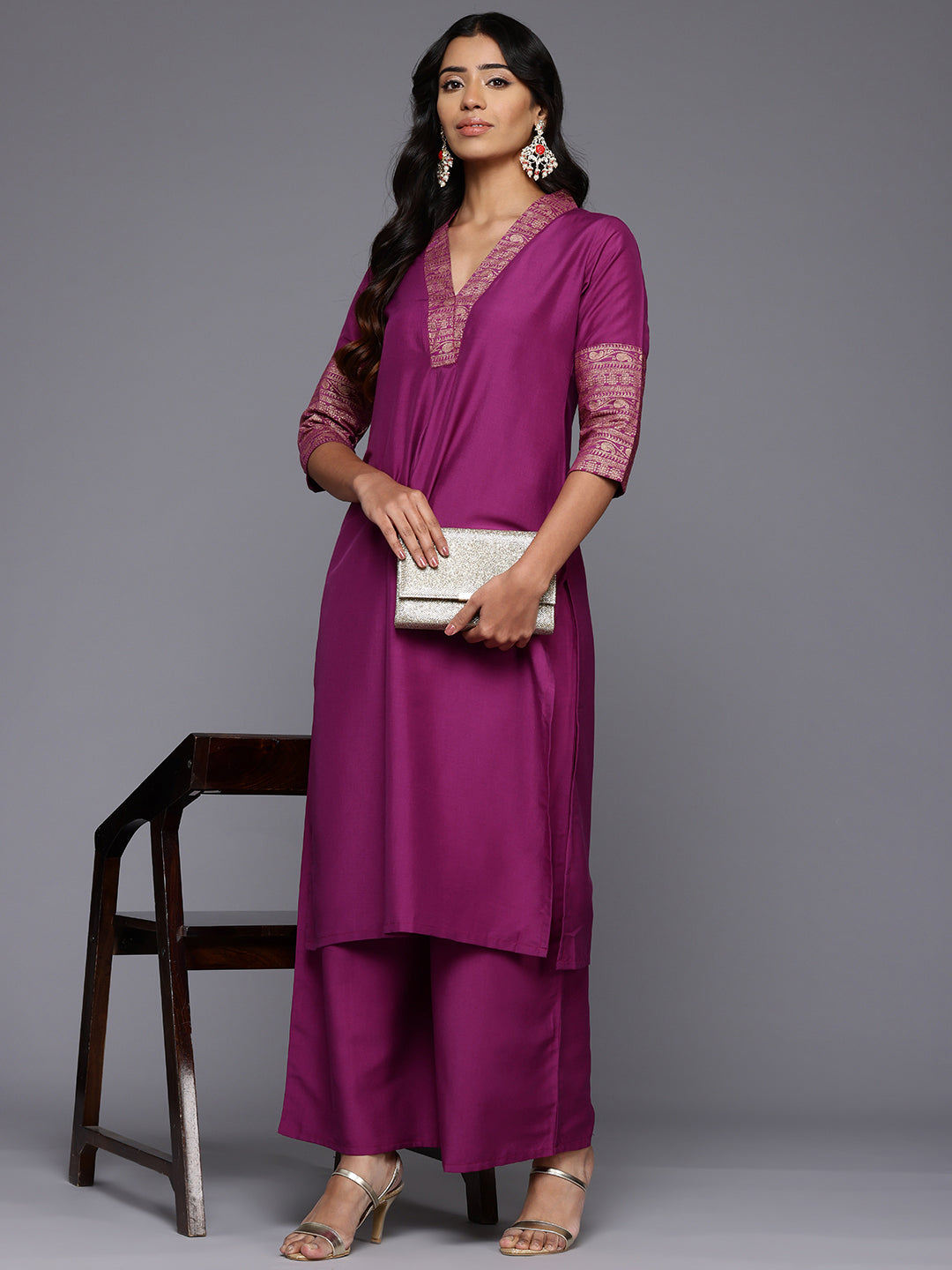 Silk Printed Kurta and Palazzo Set - Ethnic Women's Style