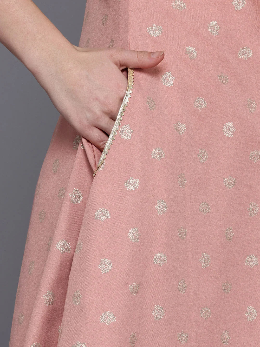 Ethnic Zari Kurta Palazzo Set - Women's Printed Outfit