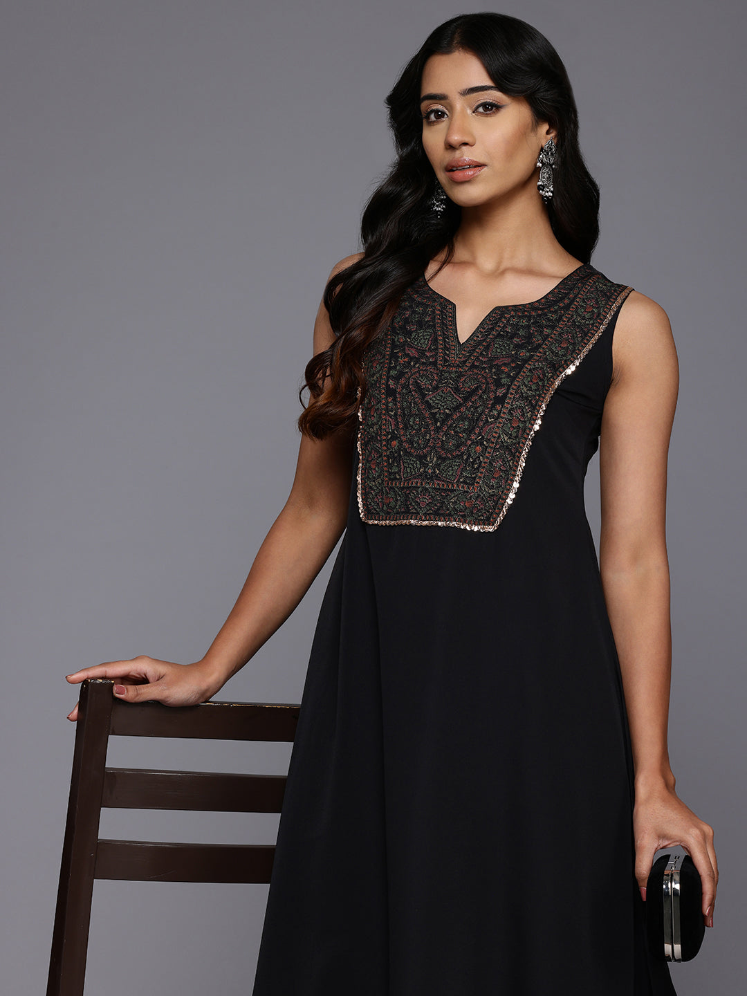 Paisley Printed Sequinned Kurta with Palazzos-AHKUPZ-COMBO-993