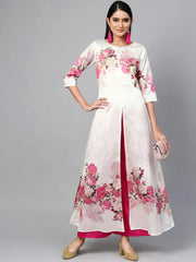 Off-White & Pink Printed Kurta with Palazzo-AHKUPZ-Combo-175