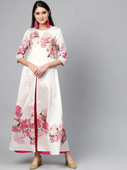Off-White & Pink Printed Kurta with Palazzo-AHKUPZ-Combo-175
