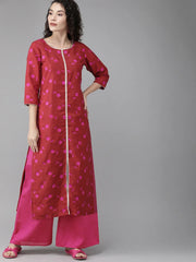 Red Floral Print Kurta Set-AHKUPZ-Combo-237