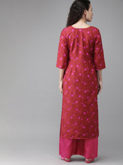 Red Floral Print Kurta Set-AHKUPZ-Combo-237