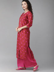 Red Floral Print Kurta Set-AHKUPZ-Combo-237