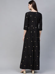 Black & Pink High Slit Bandhani Printed Anarkali Kurta with Palazzos-AHKUPZ-Combo-276