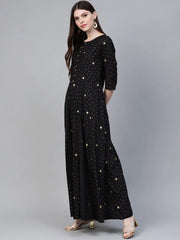 Black & Pink High Slit Bandhani Printed Anarkali Kurta with Palazzos-AHKUPZ-Combo-276