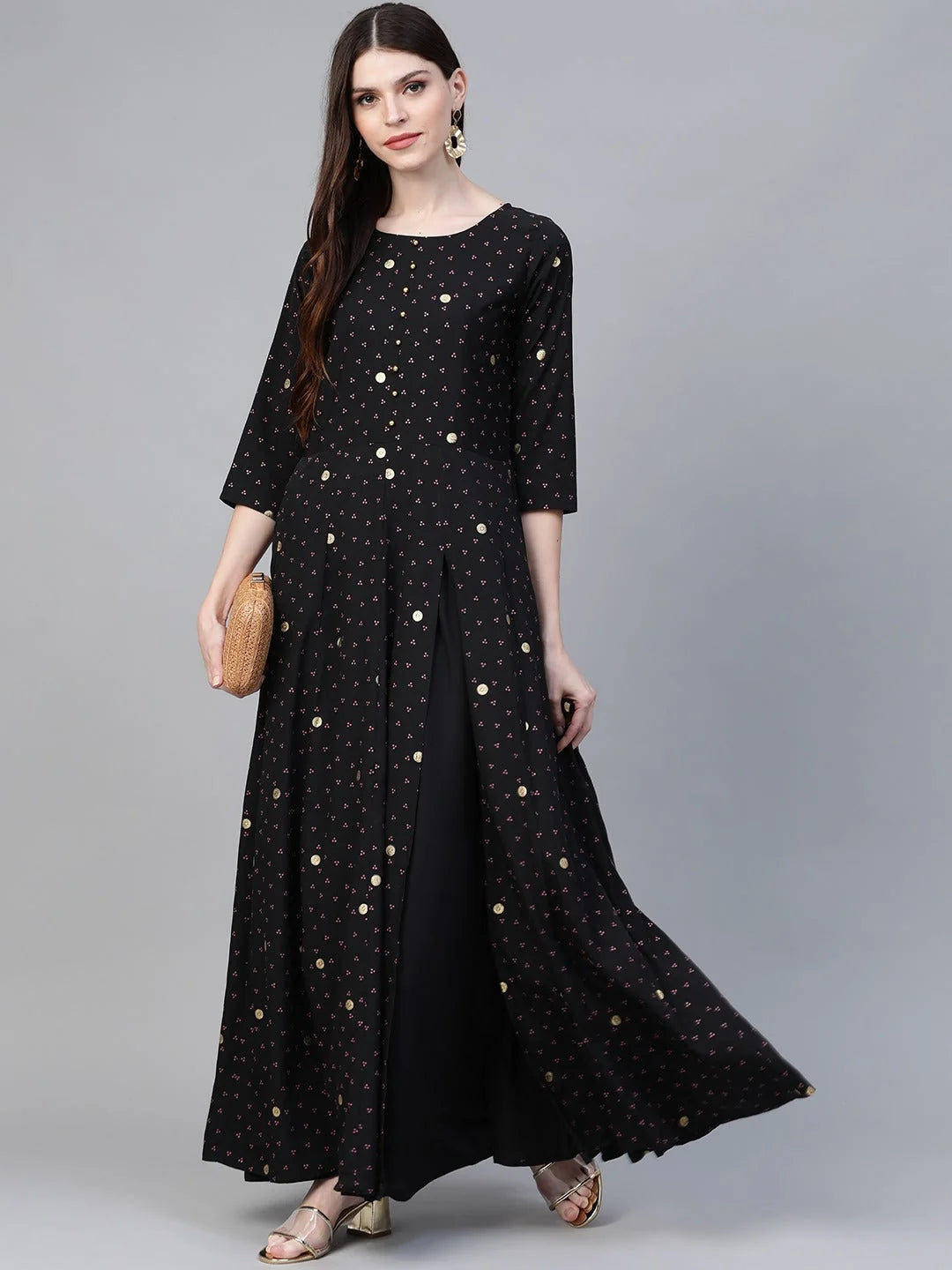 Bandhani Printed Anarkali Kurta Palazzo Pants Set for Women