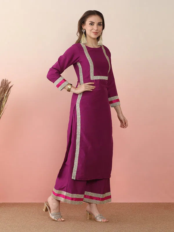 Stylish Women's Kurta Palazzo Set | Solid Color Traditional Wear