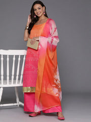 Women Bandhani Printed Regular Gotta Patti Kurta with Palazzos & With Dupatta-AHKUPZDU-COMBO-897