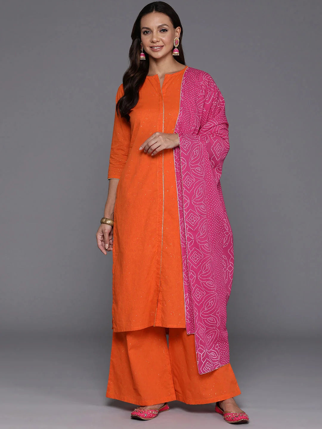 Floral Cotton Kurta Palazzo Set with Dupatta for Women: Traditional Elegance