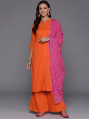 Women Floral Printed Regular Gotta Patti Pure Cotton Kurta with Palazzos & With Dupatta-AHKUPZDU-COMBO-928