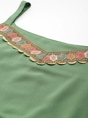 Women Floral Yoke Design Panelled Gotta Patti Kurta with Palazzos & With Dupatta-AHKUPZDU-COMBO-936