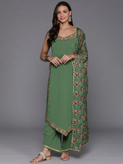 Women Floral Yoke Design Panelled Gotta Patti Kurta with Palazzos & With Dupatta-AHKUPZDU-COMBO-936