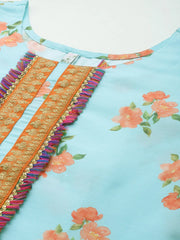 Women Floral Printed Regular Thread Work Kurta with Palazzos & With Dupatta-AHKUPZDU-COMBO-939