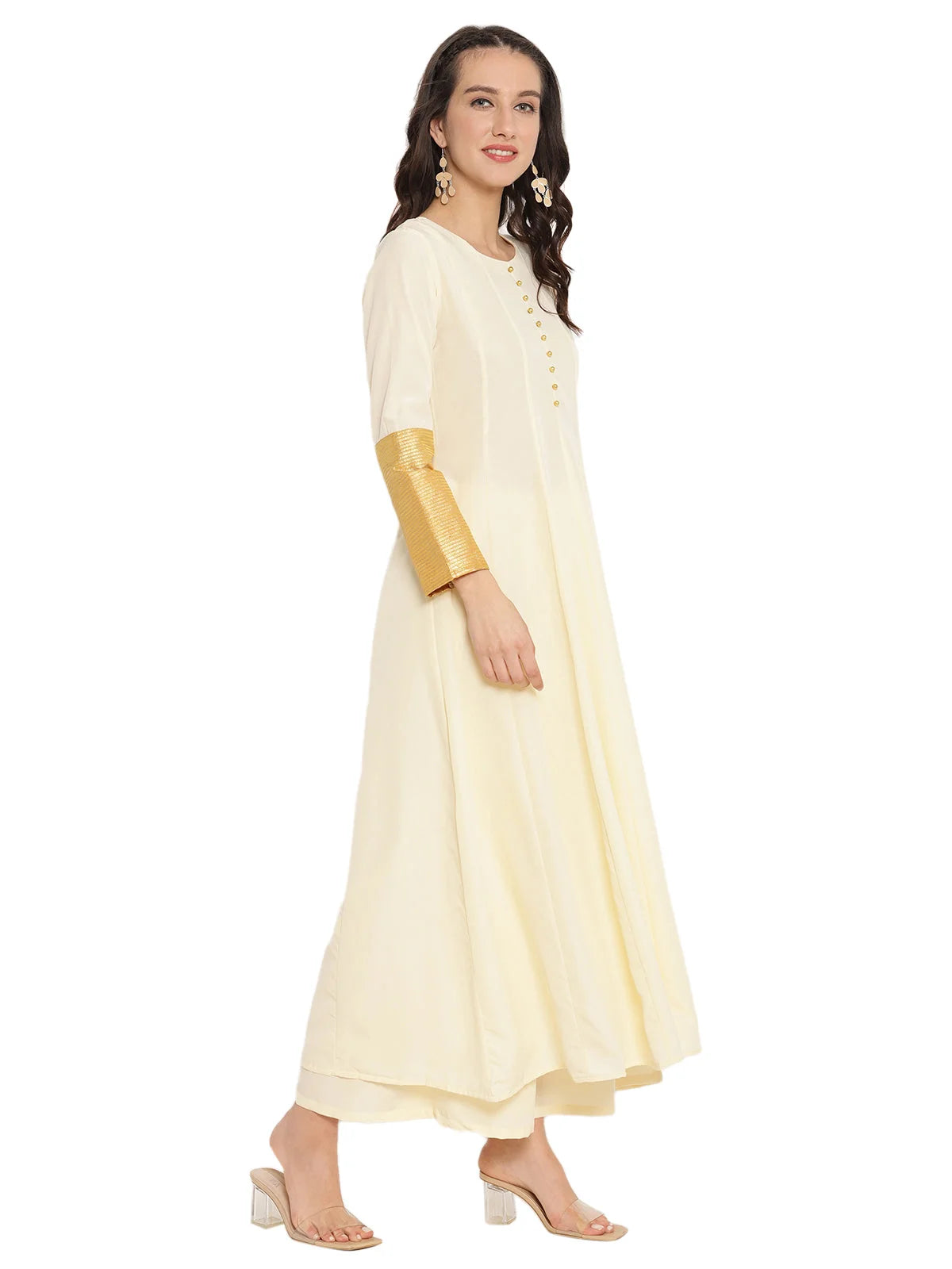 Solid Anarkali Kurta with Dupatta Set | Women's Fashion