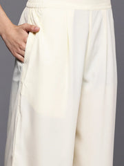Womens Off White Organza Fusion Kurta Sets-AHKUPZTP-COMBO-1122