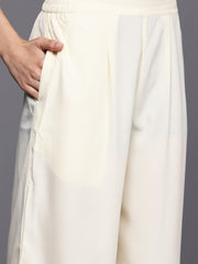 Womens Off White Organza Fusion Kurta Sets-AHKUPZTP-COMBO-1122