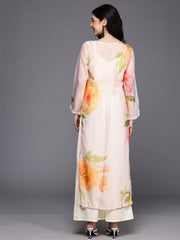 Womens Off White Organza Fusion Kurta Sets-AHKUPZTP-COMBO-1122