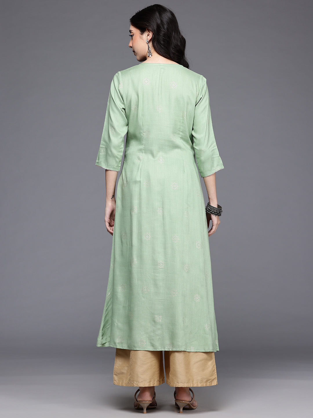 Women's Green Fusion Kurta-AHKURYGP-1160-DS