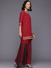 Ethnic Motifs Printed Gotta Patti Kurti With Sharara & Dupatta-AHKUSH-COMBO-1023