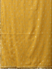 Women's Mustard & Gold-Toned Printed Kurti with Sharara & Dupatta-AHKUSH-Combo-261
