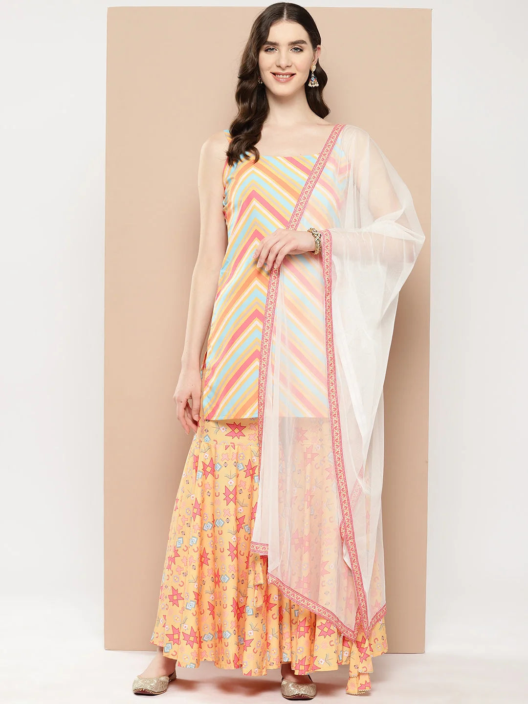 Printed Kurti with Sharara & Dupatta | Designer Sharara Suits