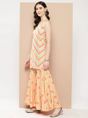 Women Printed Regular Gotta Patti Kurti with Sharara & With Dupatta-AHKUSHDU-COMBO-763-ICH