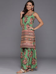 Women Floral Printed Regular Gotta Patti Kurta with Sharara & With Dupatta-AHKUSHDU-COMBO-895