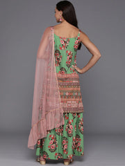 Women Floral Printed Regular Gotta Patti Kurta with Sharara & With Dupatta-AHKUSHDU-COMBO-895