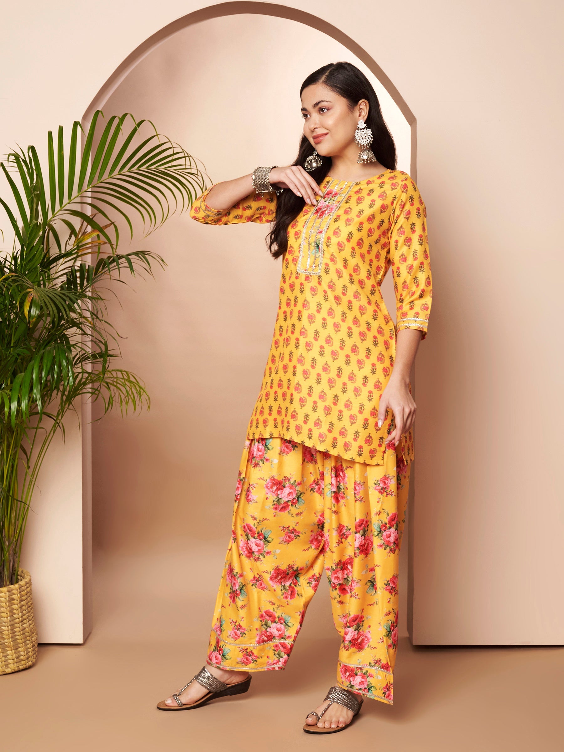 Floral Printed Tunic with Palazzos