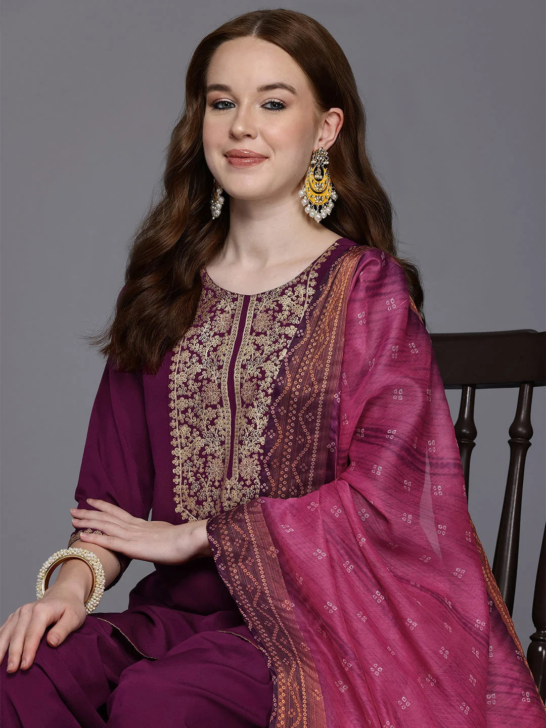 Bandhani Printed Kurta Set with Dupatta | Women's Kurta Sets