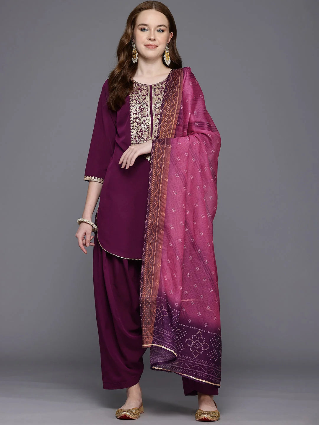 Bandhani Printed Kurta Set with Dupatta | Women's Kurta Sets