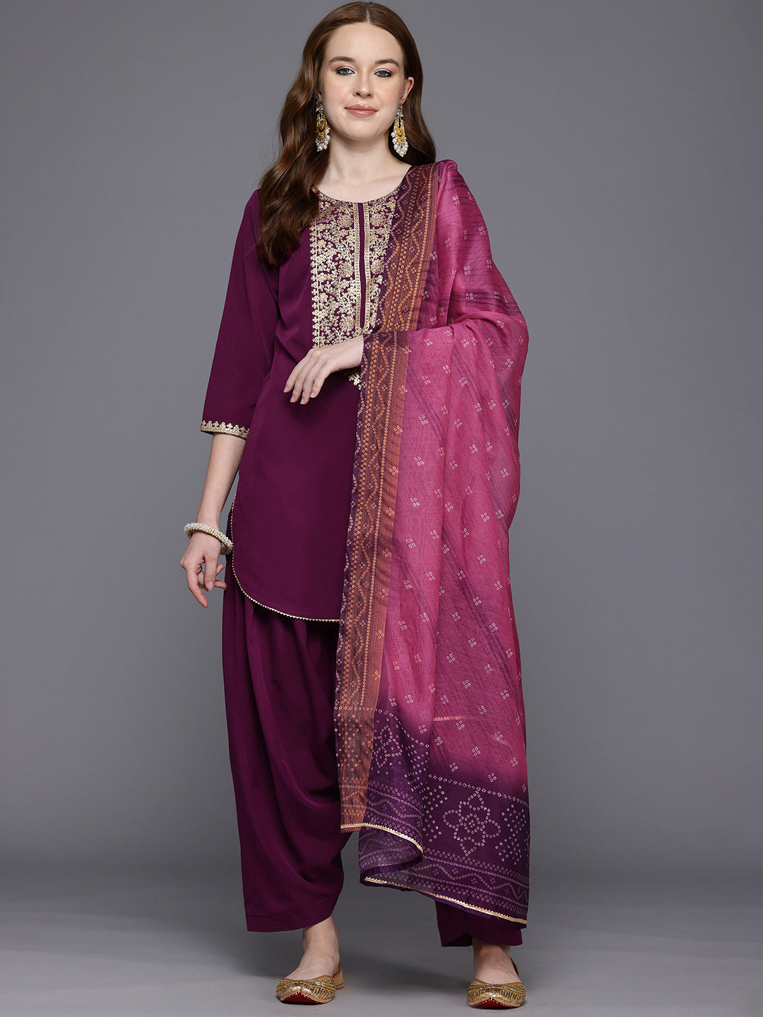 Bandhani Printed Kurta Set with Dupatta | Women's Kurta Sets
